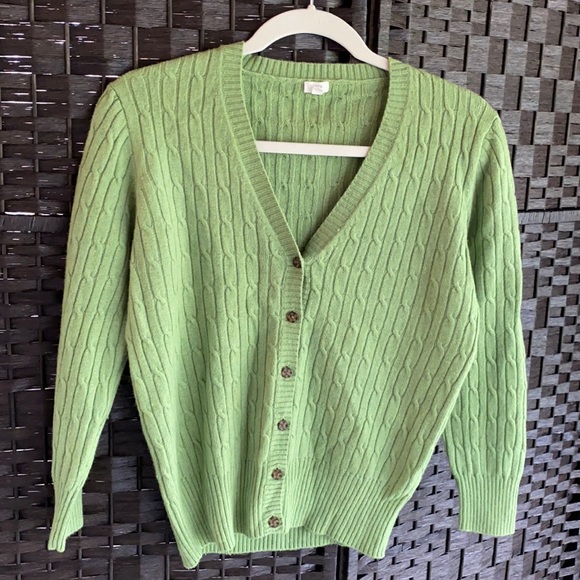J. Crew Sweaters - J. Crew Green Cable Knit Cardigan Sweater Size Medium